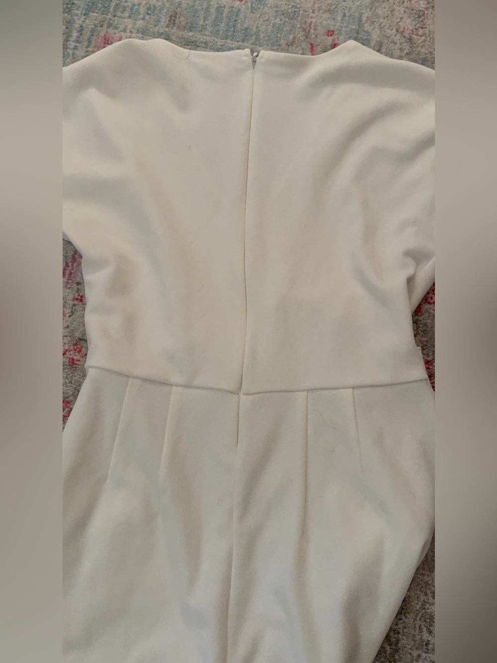 Express V-Neck Tie Waist Straight Leg Jumpsuit with Pockets-White - Picture 10 of 14